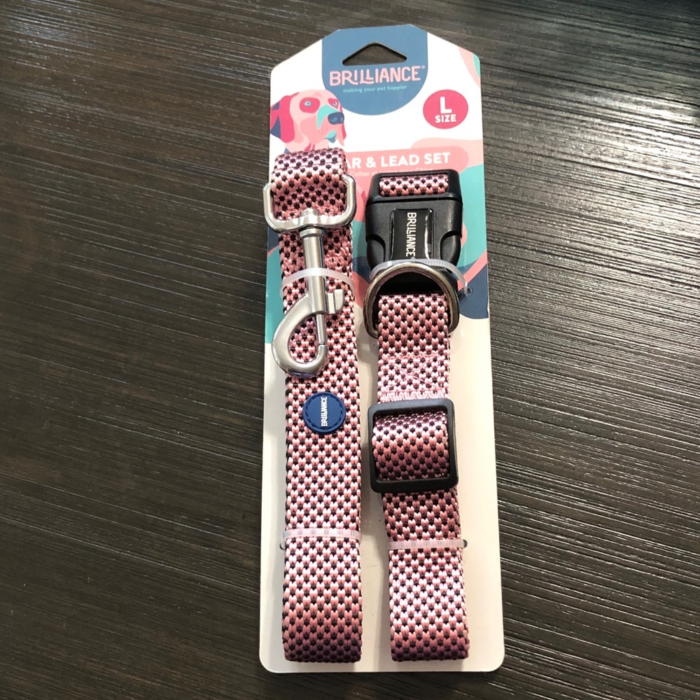 Pink Large Dog Collar & Lead Set